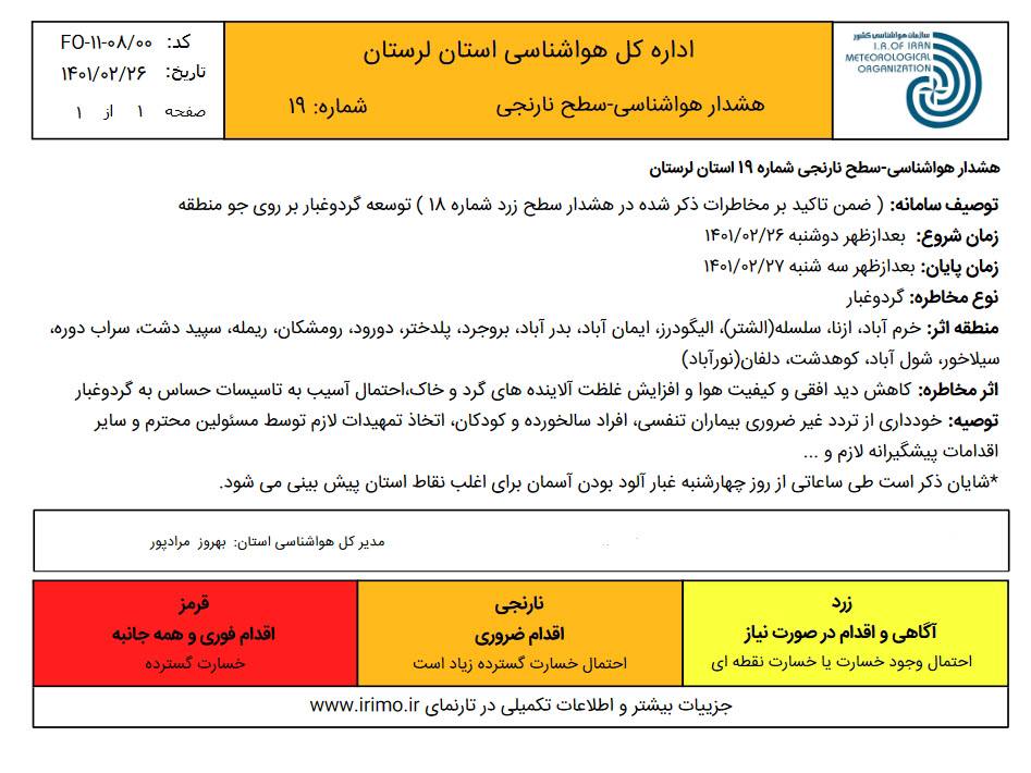 هوای لرستان در شرایط بسیار ناسالم قرار دارد